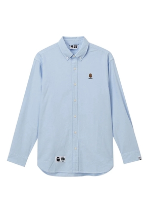 FINGERCROXX logo-patch cotton shirt - Blue