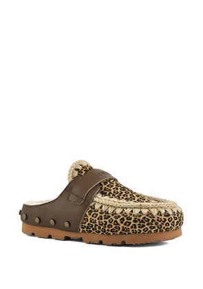 Mou Winter Bio studded-leopard mules - Brown