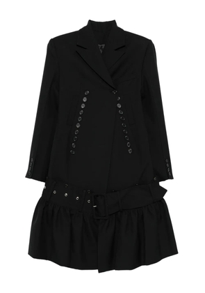 Rokh button-detailed ruffled coat - Black