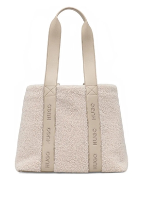 HUGO logo-embroidered tote bag - Neutrals