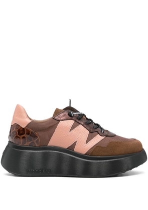 wonders leather panelled platform sneakers - Brown
