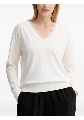 BOSS lace-detail V-neck pullover - Neutrals