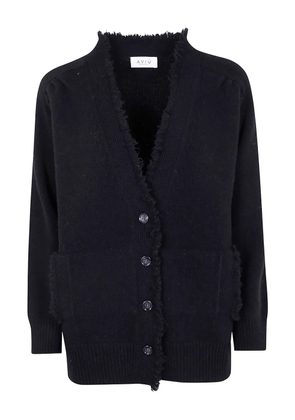 Aviù frayed-edge V-neck cardigan - Black