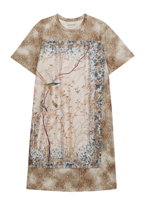 Pierre-Louis Mascia bird-print panelled T-shirt - Neutrals