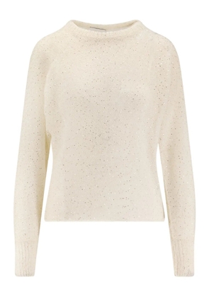 Nude sequin-embellished ribbed-knit jumper - Neutrals