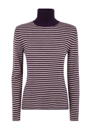 base striped halterneck sweater - Purple