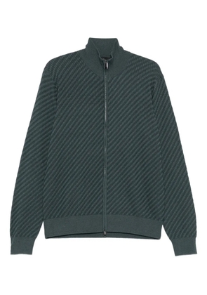 Brioni textured zip-up cardigan - Green
