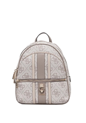 GUESS USA logo-plaque patterned backpack - Neutrals