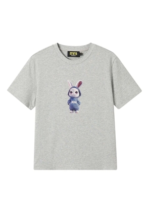 Mini Cream rabbit-print cotton top - Grey
