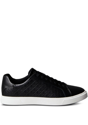Calvin Klein logo-debossed leather sneakers - Black