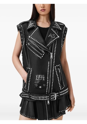 AllSaints studded leather biker vest - Black