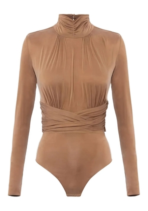 Elisabetta Franchi draped ribbon-detail bodysuit - Brown