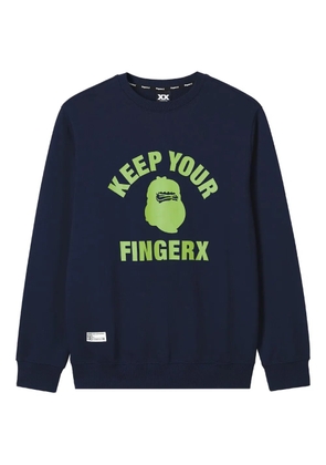 FINGERCROXX graphic-print crew neck sweatshirt - Blue