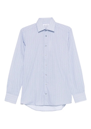 Sand geometric-print cotton shirt - Blue