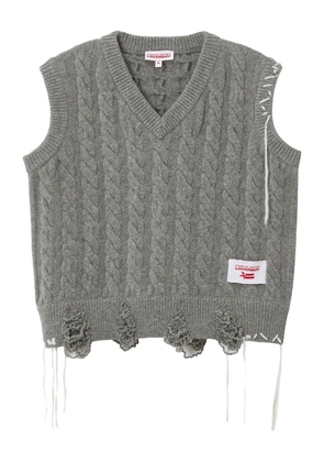 Charles Jeffrey Loverboy cable-knit frayed vest - Grey