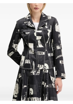Desigual contrast-stitch printed blazer - Black