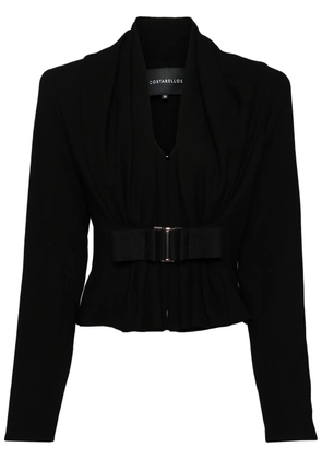 Costarellos crepe wool cropped jacket - Black