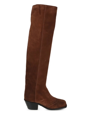 Ermanno Scervino Brogue suede over-the-knee boots - Brown