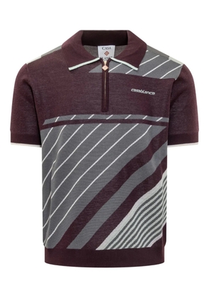 Casablanca diagonal-stripe polo shirt - Red