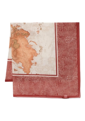 ALVIERO MARTINI 1° CLASSE map-print crocodile-effect scarf - Neutrals