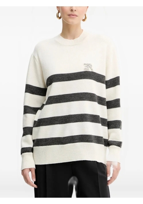 ERMANNO FIRENZE striped-pattern embellished sweater - White