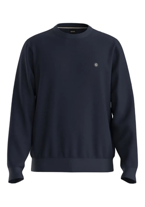 BOSS logo-embroidered cotton sweater - Blue