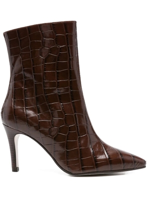 Pedro Miralles crocodile-effect pointed-toe boots - Brown
