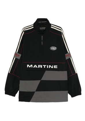 Martine Rose panelled logo-emblem zip-up sweater - Black