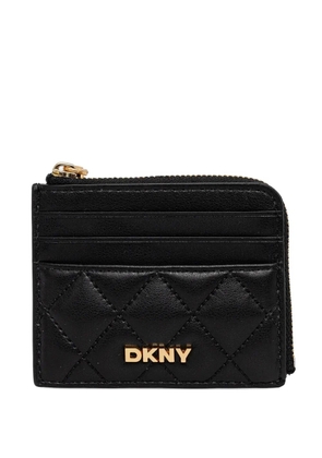 DKNY logo-lettering quilted wallet - Black