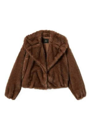 TWINSET oversize-collar faux-fur jacket - Brown