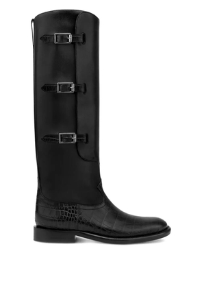 Paris Texas 20mm Montana Buckle crocodile-embossed boots - Black