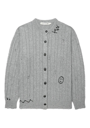 Joshua Sanders cable-knit distressed-effect cardigan - Grey
