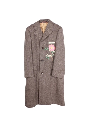 Gucci Pre-Owned floral-embroidered coat - Brown