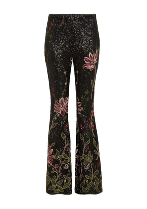 Giambattista Valli sequin-floral flared trousers - Black