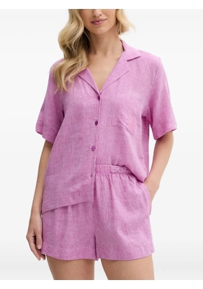 DKNY embroidered linen-blend shorts pyjama set - Pink