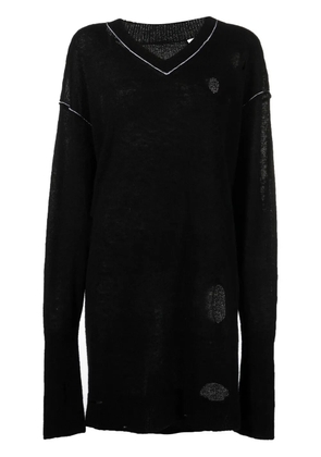 MM6 Maison Margiela distressed V-neck jumper - Black