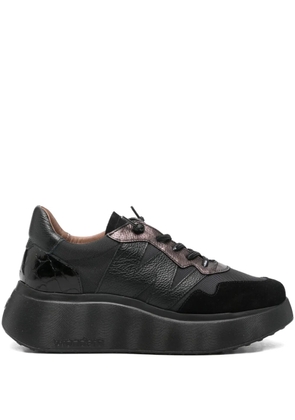 wonders leather panelled platform sneakers - Black