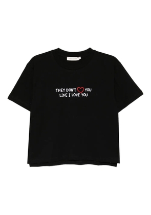 Joshua Sanders slogan-embroidered T-shirt - Black