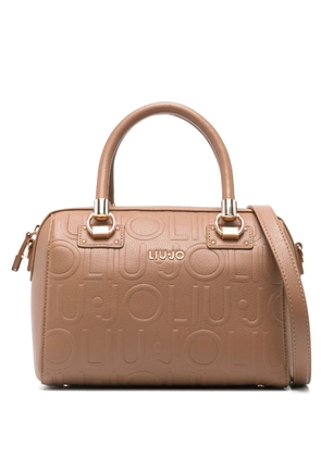 LIU JO small logo-embossing tote bag - Brown