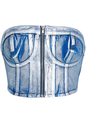 Karl Lagerfeld Jeans KLJ-appliqué denim bustier top - Blue