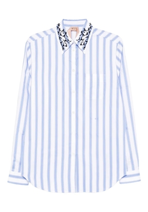 Nº21 embellished striped shirt - White