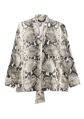 Roberto Cavalli snakeskin-print tie-neck blouse - Neutrals