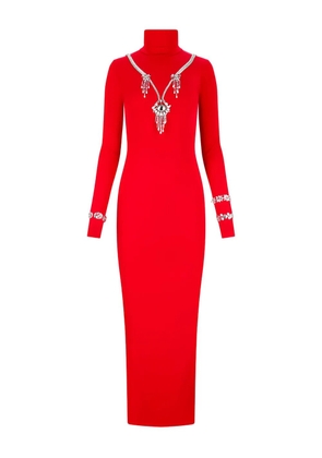 DES PHEMMES backless embellished maxi dress - Red