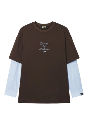 Mini Cream striped-sleeve T-shirt - Brown