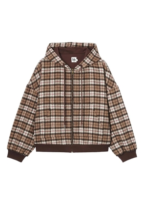 b+ab check-pattern hoodie - Brown
