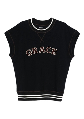 Wales Bonner embroidered striped polo shirt - Black