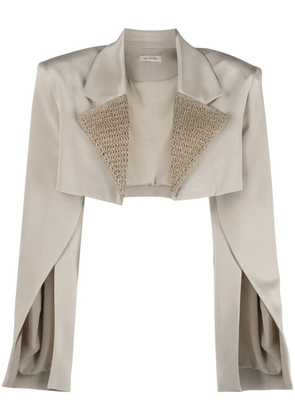 The Mannei Marica crochet-panel cropped blazer - Neutrals