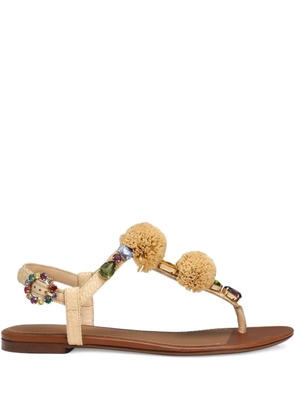 Dolce & Gabbana pompom-detail sandals - Neutrals