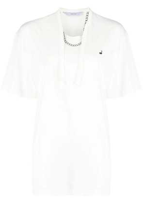 pushBUTTON necklace-print oversized T-shirt - White