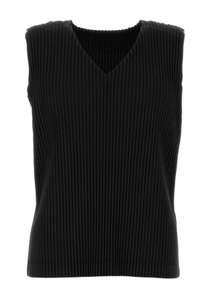 Homme Plissé Issey Miyake pleated V-neck tank top - Black